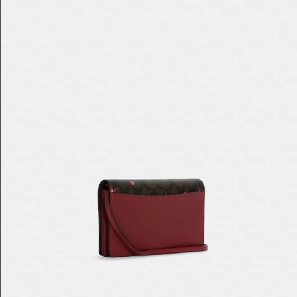 Coach Anna Foldover Clutch Crossbody In Signature Canvas W/Heart Petal Print - Picture 4 of 13